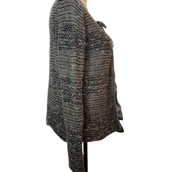 AMARYNTH Women's Alpaca Wool Italian Crocheted Lace Trim Cardigan Size Large - Picture 2 of 13